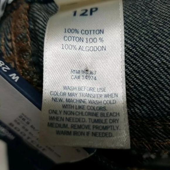 Girls B'gosh Boot Cut Jeans, Size 12P(31 x  25) Dark Wash, Adjustable Waist - Picture 5 of 16